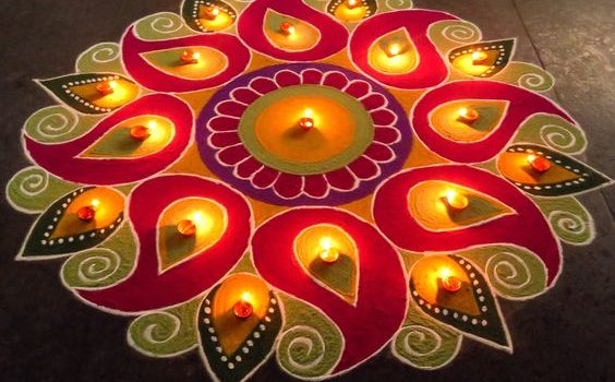 Use rangoli with diyas