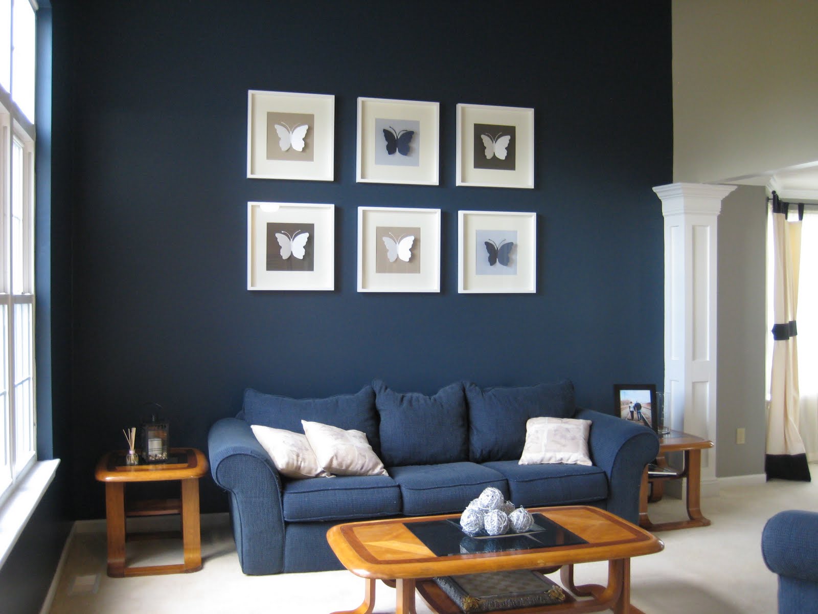 navy wall paint living room