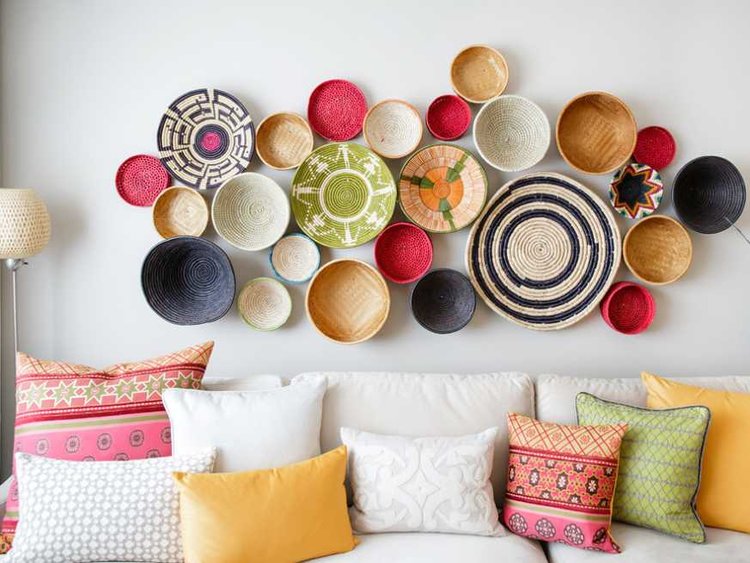 use cluster colorful baskets