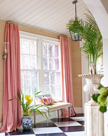 pink linen shades curtains