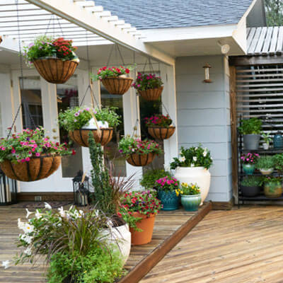 Hang Planters with a Wooden Awning exterior windows