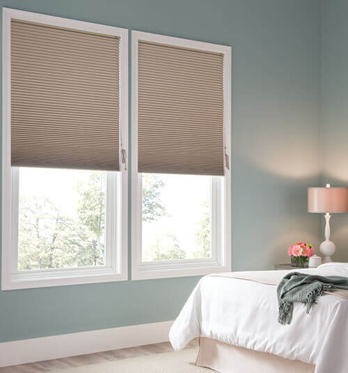 Levolor Light filtering cellular arched curtains