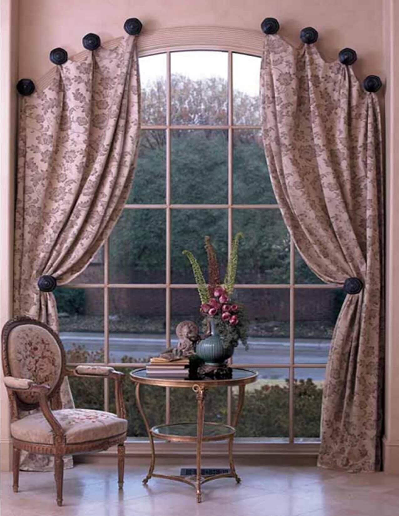 Pom-Pom tieback curtains