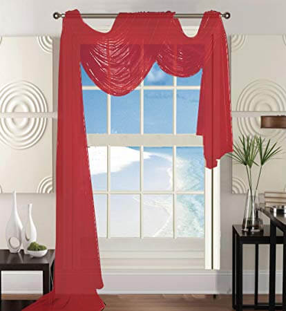 American red curtain scarf from chiffon fabric