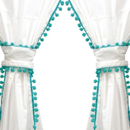 Pom-Pom tieback curtains