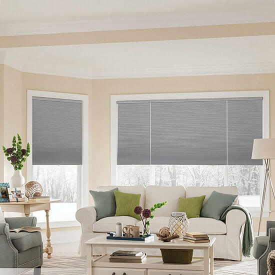 Levolor Light filtering cellular arched curtains