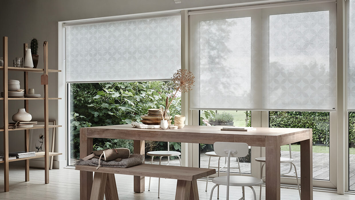 Roller blinds on the