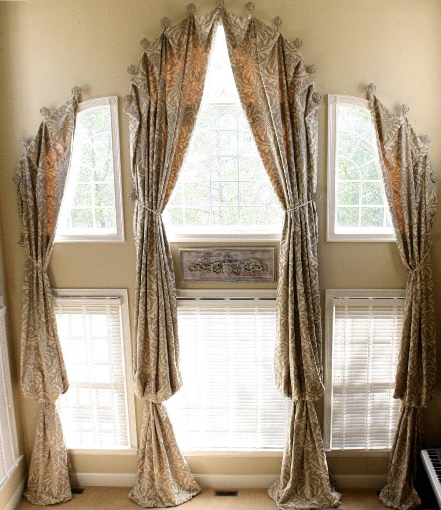 Arched windows curtain with ties:Curtains For Arched Windows