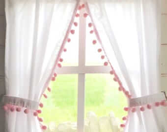 Pom-Pom tieback curtains