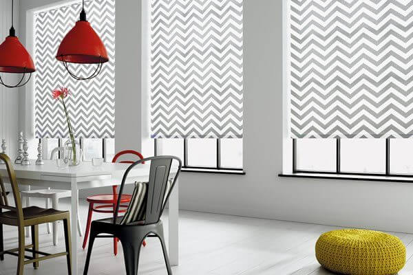 Roller blinds on the