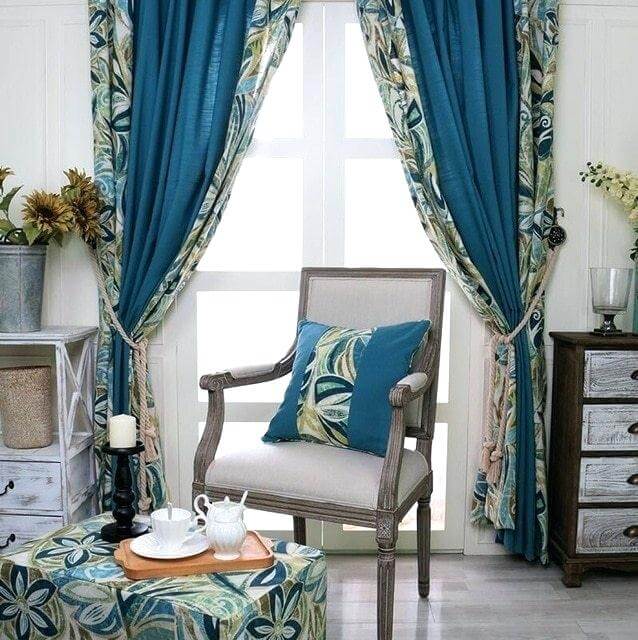 Classic curtains and drapes in blue tones