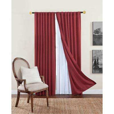 Modern Red and White Curtain for arched window