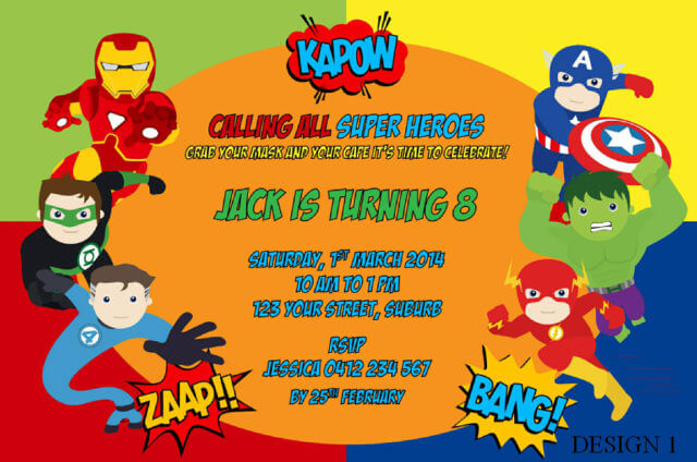 Superhero party invitations